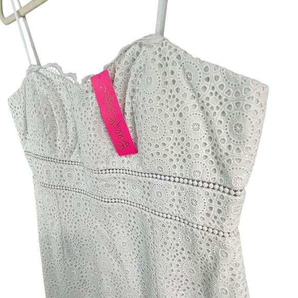 Lilly Pulitzer Dress Womens 16 White Jaida Sand Dollar Eyelet Scallop Hem NWT - Picture 4 of 16